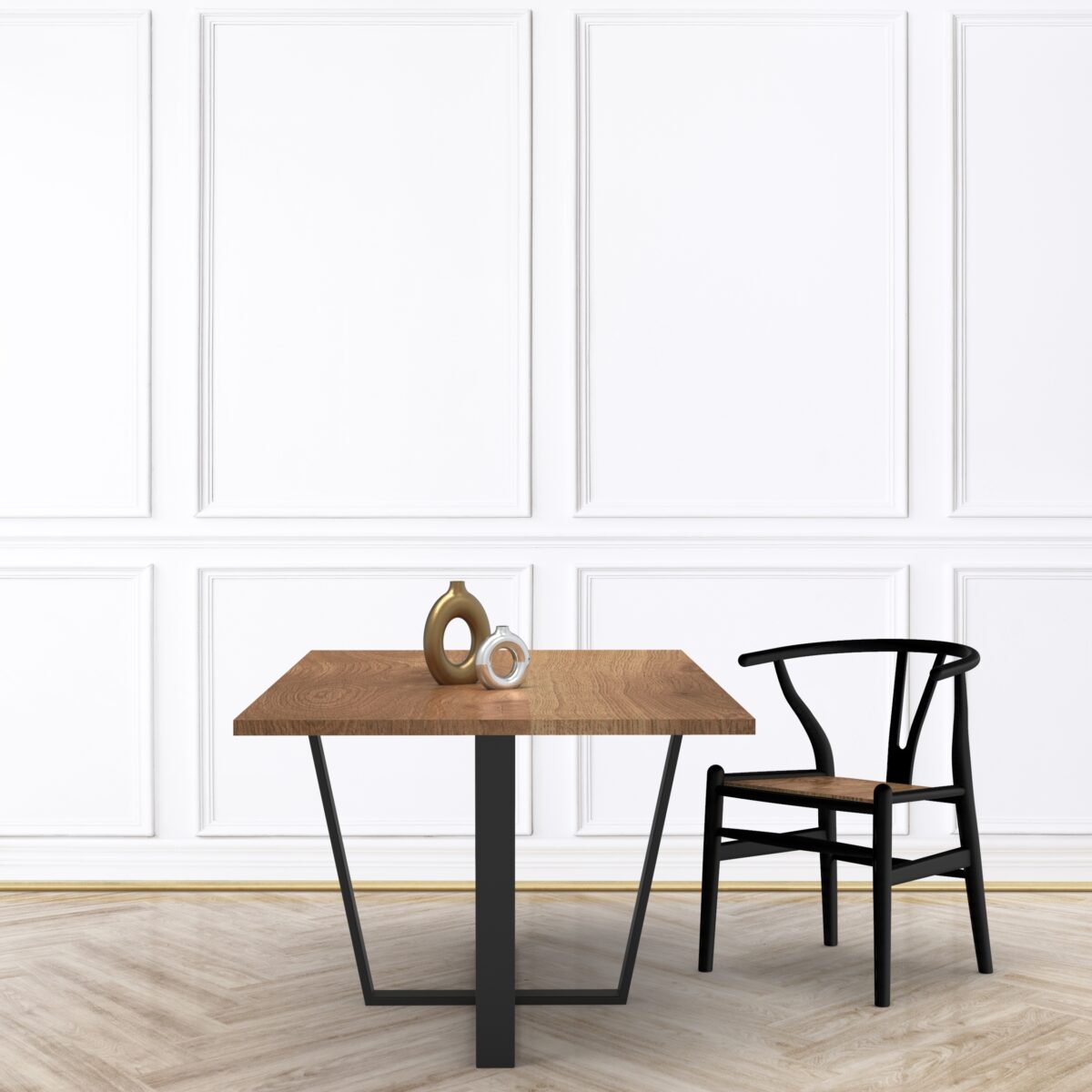 Taurus - Stół- Dębowy blat - Jadalnia - Metalowe Dekoracje - Abiel - Akcesoria metalowe do Salonu - Meble Metalowe Loft