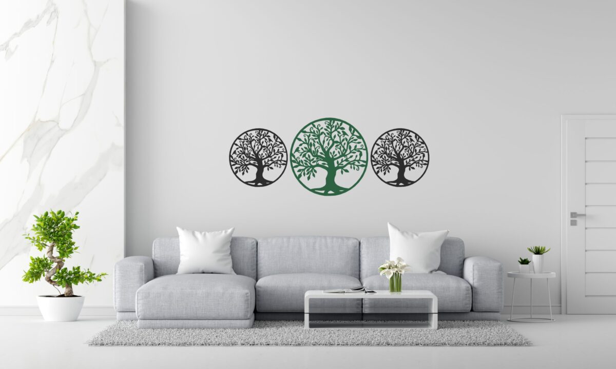 Drzewo - Dekoracje ścienne - Obraz metalowy - Dekoracje metalowe - Abiel - Akcesoria metalowe do Salonu - Dekoracje wycinane laserowo