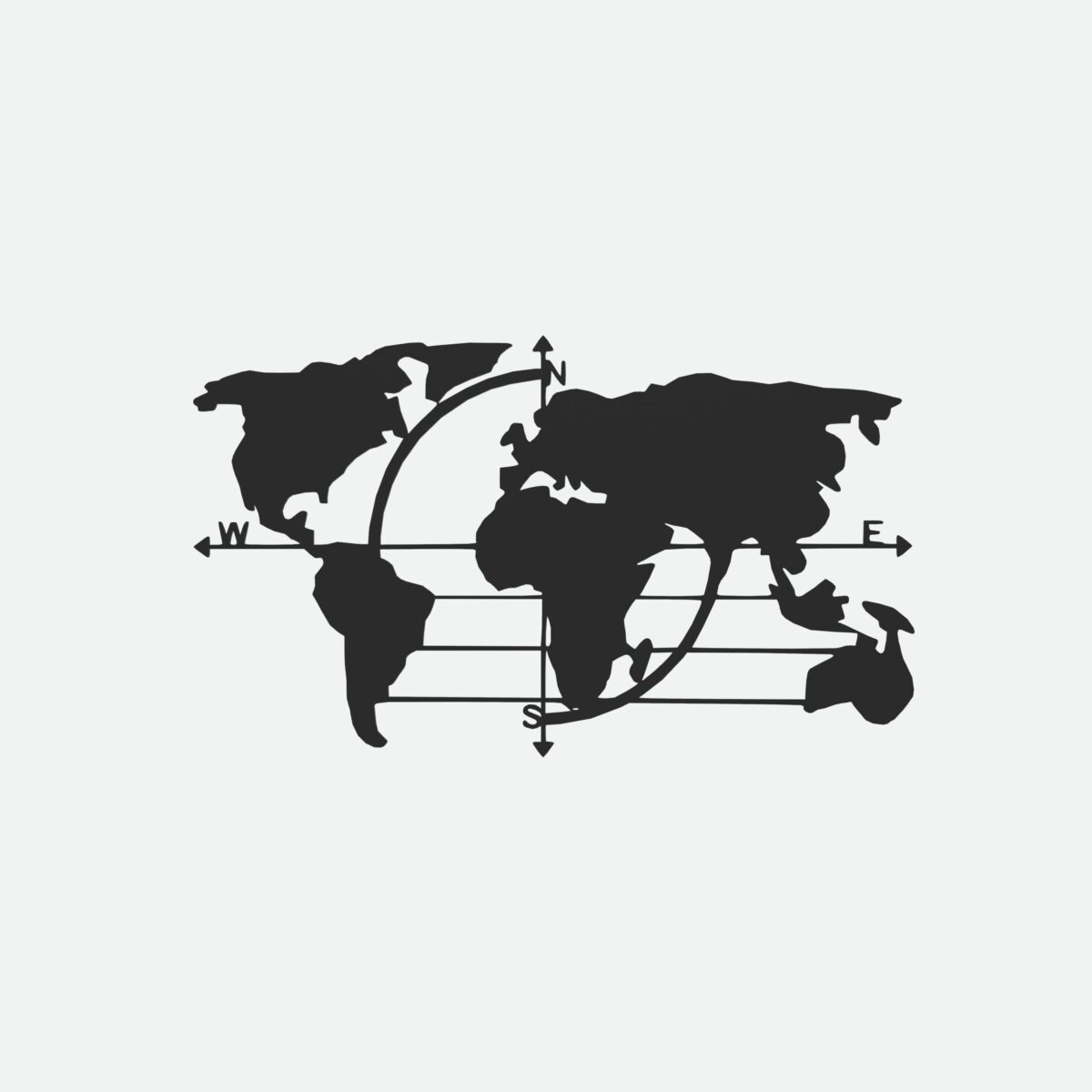 Mapa świata kompas - Dekoracje ścienne - Obraz metalowy - Dekoracje metalowe - Abiel - Akcesoria metalowe do Salonu - Dekoracje wycinane laserowo