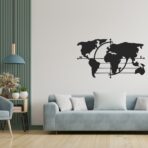 Mapa świata kompas - Dekoracje ścienne - Obraz metalowy - Dekoracje metalowe - Abiel - Akcesoria metalowe do Salonu - Dekoracje wycinane laserowo