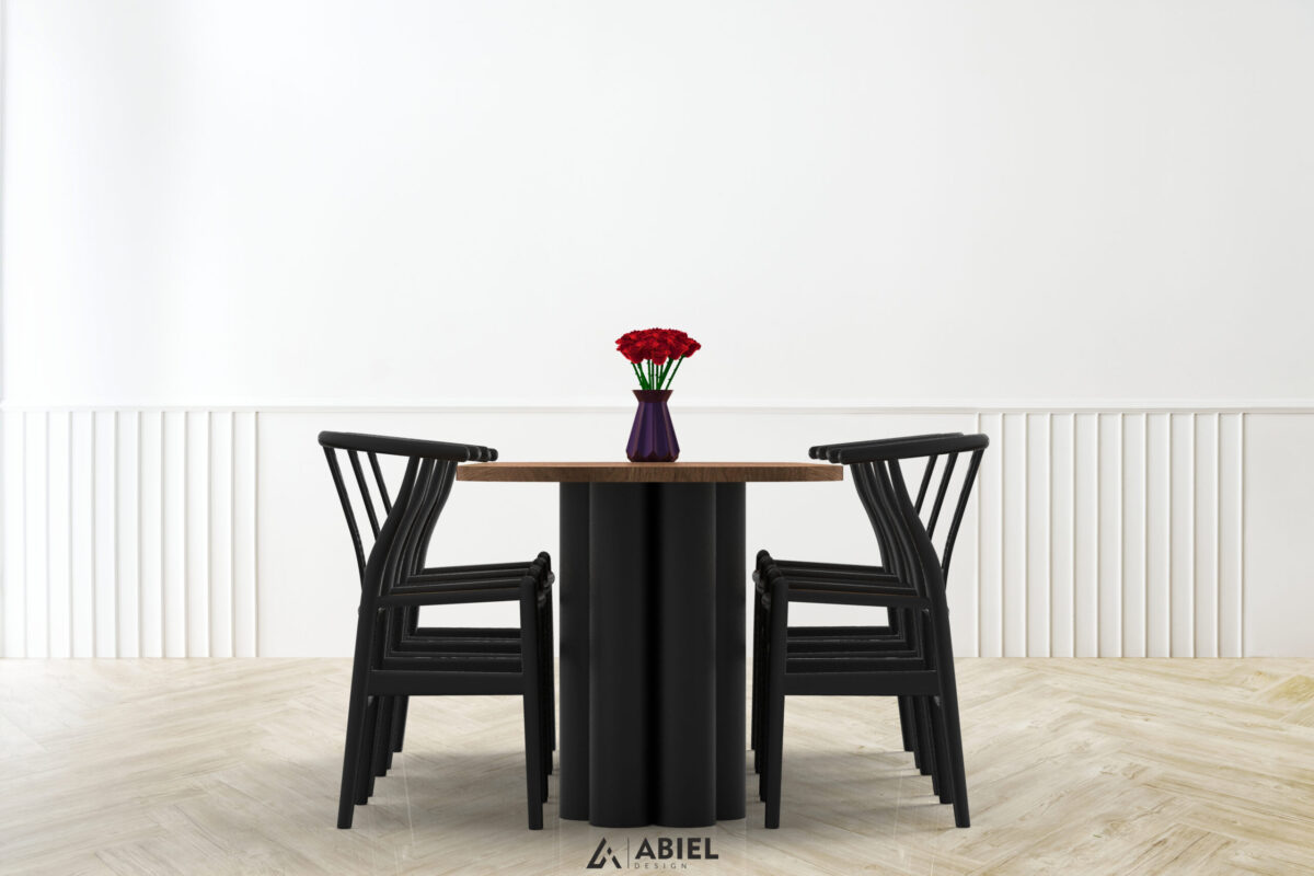 Fawaris - Stół do jadalni- Glamour -Dębowy blat - Metalowe Dekoracje - Abiel - Akcesoria metalowe do Salonu - Meble Loft
