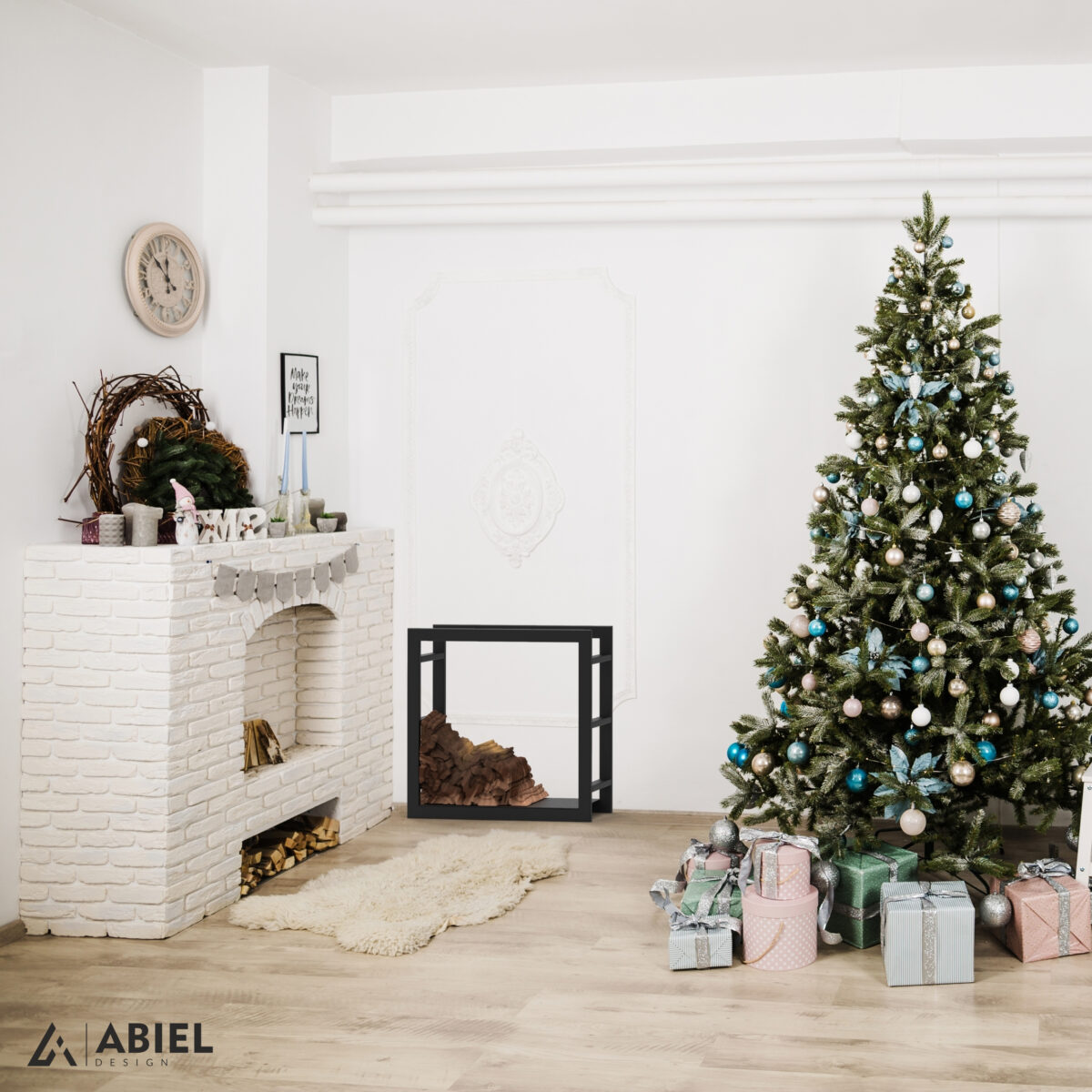 Gienah - Stojak na drewno - Metalowy Stojak- Metalowe Dekoracje - Abiel - Akcesoria Metalowe do Salonu - Loft - Meble Loftowe