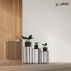 Komplet stojaków Errai - Kwietnik metalowy - Stojaki na kwiaty - Metalowe Dekoracje - Abiel - Akcesoria Metalowe do salonu i biura - Loft - Meble Loftowe