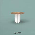 Fawaris - Stół do jadalni- Glamour -Dębowy blat - Metalowe Dekoracje - Abiel - Akcesoria metalowe do salonu - Meble Loft