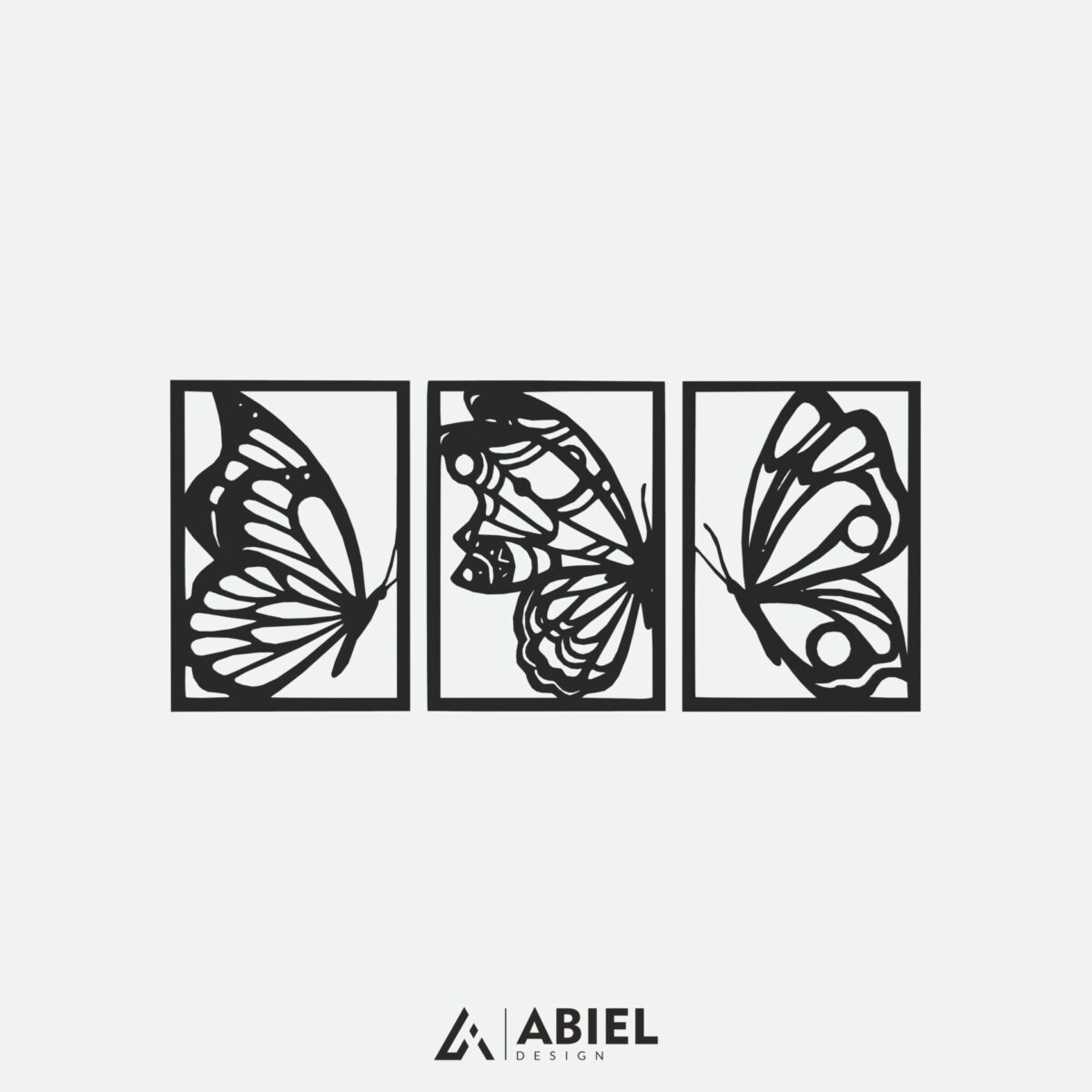 Motyl - Tryptyk - Dekoracje ścienne - Obraz metalowy - Dekoracje metalowe - Abiel - Akcesoria metalowe do wnętrz - Dekoracje wycinane laserowo