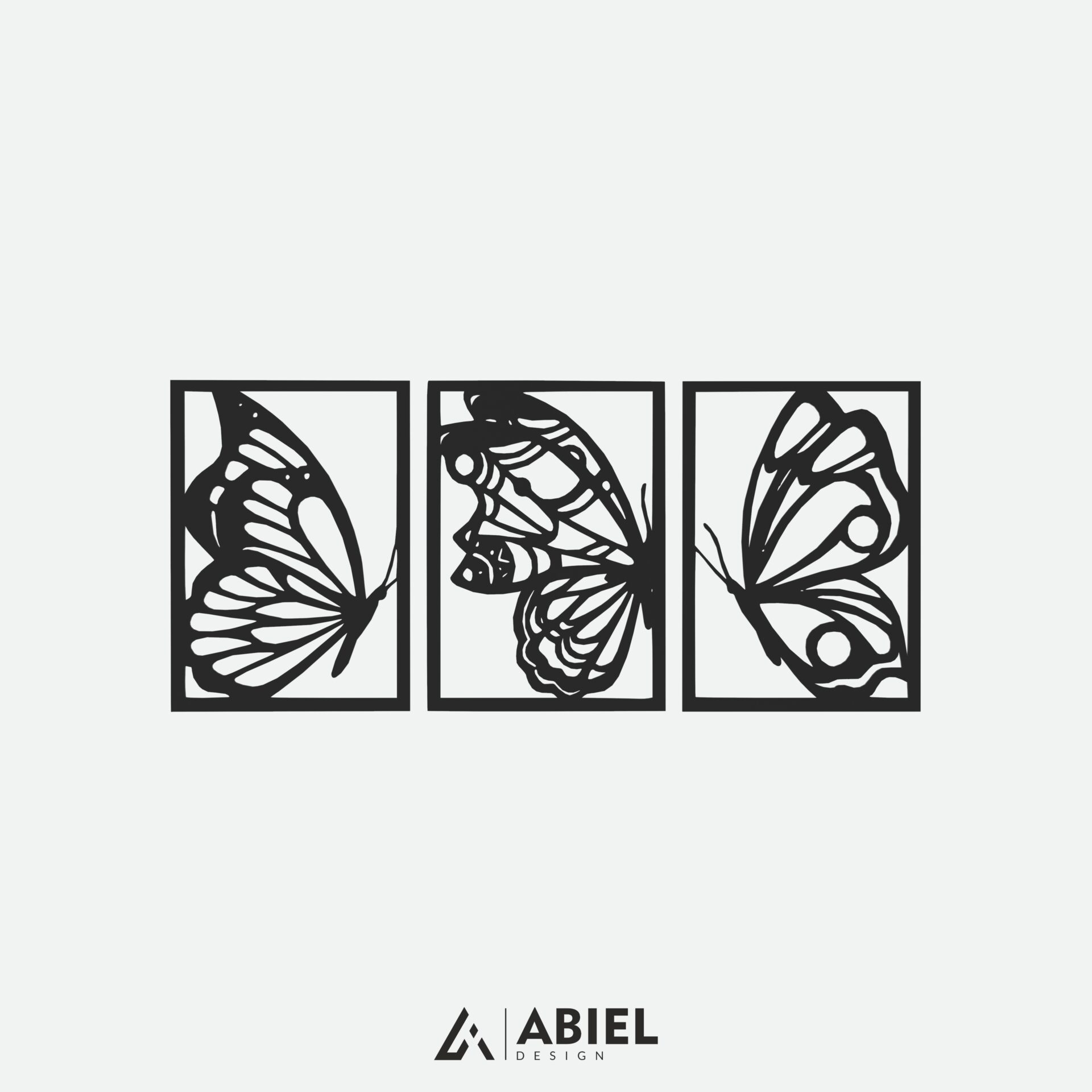 Motyl - Tryptyk - Dekoracje ścienne - Obraz metalowy - Dekoracje metalowe - Abiel - Akcesoria metalowe do wnętrz - Dekoracje wycinane laserowo