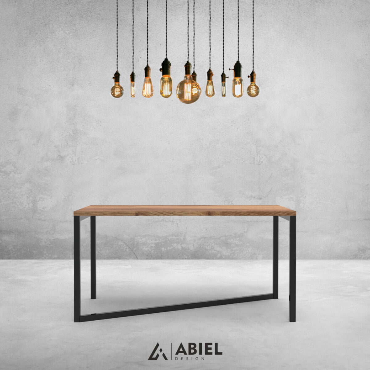 Octans - Stół do jadalni- Dębowy blat - Metalowe Dekoracje - Abiel - Akcesoria metalowe do Salonu - Meble Loft