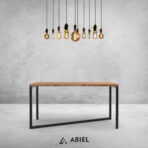 Octans - Stół do jadalni- Dębowy blat - Metalowe Dekoracje - Abiel - Akcesoria metalowe do Salonu - Meble Loft